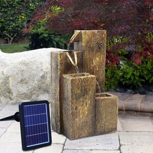 Livingandhome - Solar Powered led Wood Effect Look Garden Water Feature Fountain