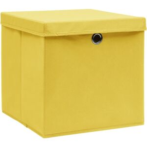 Storage Boxes with Covers 10 pcs 28x28x28 cm Yellow Vidaxl Yellow