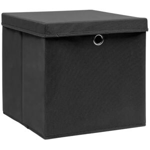 Storage Boxes with Covers 4 pcs 28x28x28 cm Black vidaXL - Black