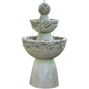 Teamson Home - Garden Water Feature, Large Contemporary Water Fountain, 3 Tiered Stone Effect Indoor Waterfall Ornament with Pump, Outdoor Patio