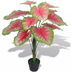 Sweiko - Artificial Caladium Plant with Pot 70 cm Green and Red VDFF10543UK