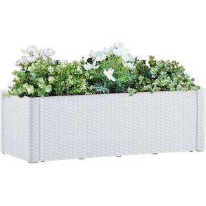 Sweiko - Garden Raised Bed with Self Watering System White 100x43x33 cm FF313959UK