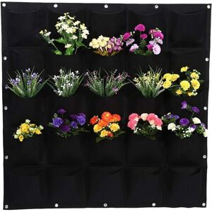 DENUOTOP Vertical Wall Planter, 25 Pockets for Outdoor Garden, Wall Hanging Vertical Planting Bag, Flower Growing Container, Felt Fabric Planter Bags for