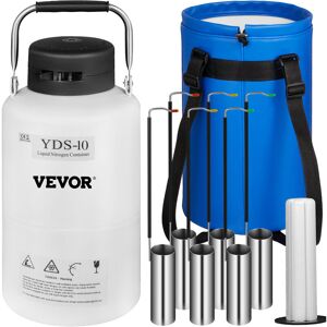Vevor - 10L Liquid Nitrogen Container Cryogenic Container LN2 Tank Dewar with Straps 6pcs Canisters for Lab
