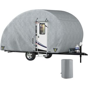 VEVOR Teardrop Trailer Cover, Fit for 8' - 10' Trailers, Upgraded Non-Woven 4 Layers Camper Cover, UV-proof Waterproof Travel Trailer Cover w/ 2 Wind-proof