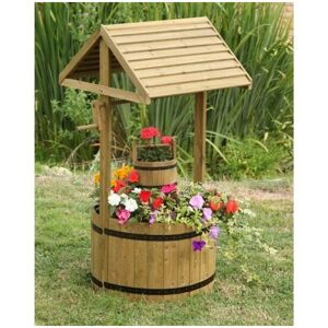 Smart Garden - Wooden Wishing Well Flower Planter Garden Ornament