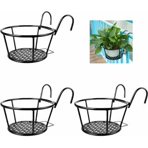 HÉLOISE Wrought Iron Hanging Planter Baskets for Home, Balcony, Home-grown Plants Iron Products Three-piece Suit (Black)