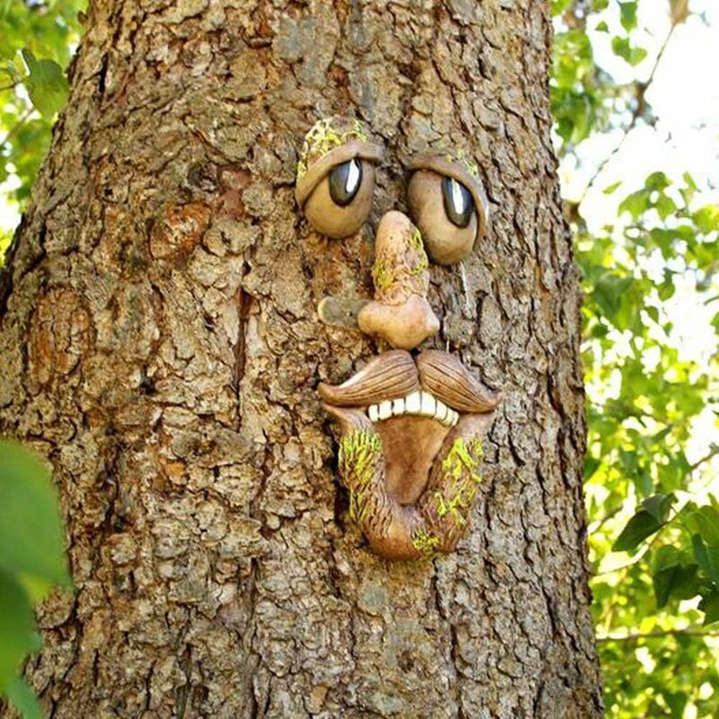 Tinor - Garden Sculptures and Statues, Garden Statues, Outdoor Garden Decorations,Garden Decorations Tree Face Trunk Hanging Decoration Big Eyes for