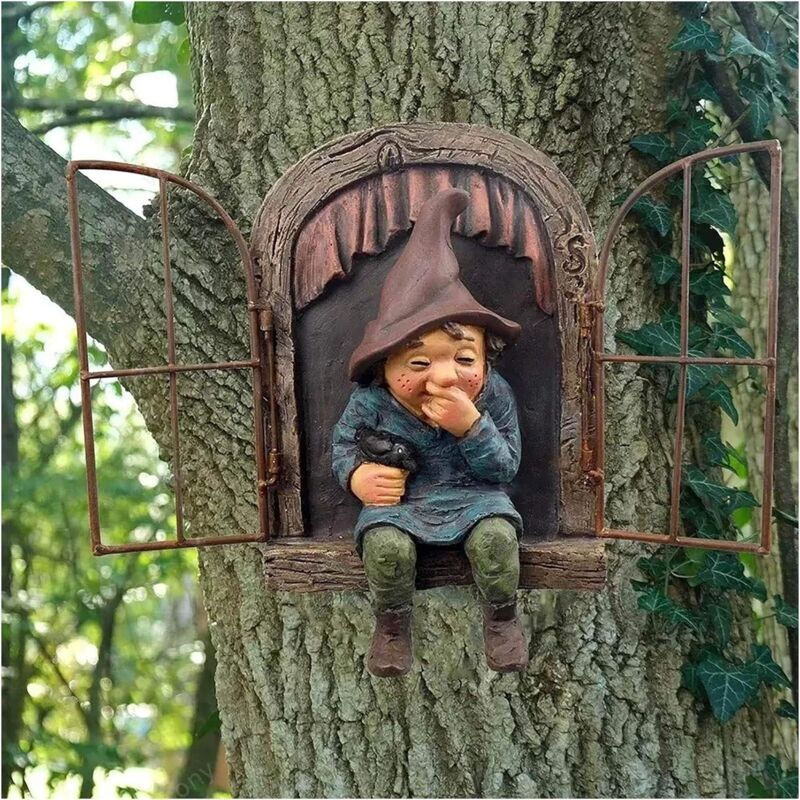 Héloise - Outdoor Garden Statue Garden Fairy Ornaments, Mischievous Garden Gnome Peeping Resin Hanging Figurine Outdoor Statue Accessories Garden