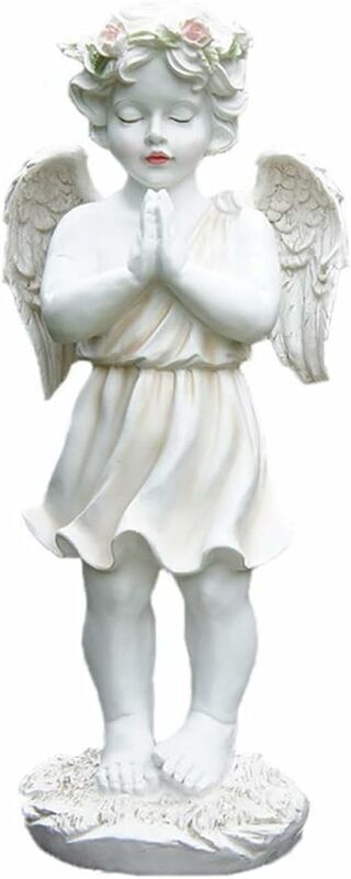 Pesce - Home Decor Cherub Garden Statue Decoration Outdoor Prayer Patio Sculpture Resin Ornaments for Home Yard Figurines Accessories Art