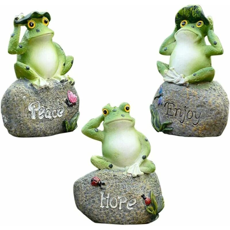 Pesce - Home Decor Garden Ornaments 3 Piece Frog Garden Decor Statues Outdoor Patio Decorations Garden Art Decor Home Outdoor Garden Animal Statues