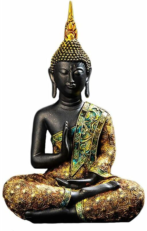 PESCE Thai Buddha Statue, Collection, Gift Sculpture Indoor Home, Outdoor Garden Art Deco, Resin, Golden, 41 cm