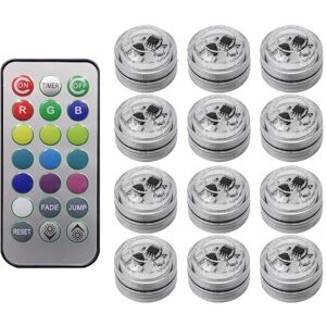 TLILY 12Pcs Wireless Colorful led Car Interior Ambient Light Remote Control Battery Operated Vase Pool Pond Lantern Decoration