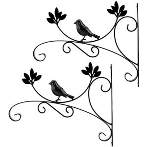 LINGHHANG 2 Pcs Black Plant Hanger Hook Bird Shape Metal Hanging Basket Brackets for Garden Balcony