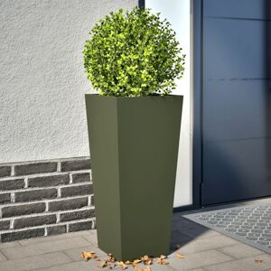 Bonnevie - 2 pcs Garden Planter,Plant pot,Flower boxs Olive Green 35x35x75 cm Steel VSVS987426