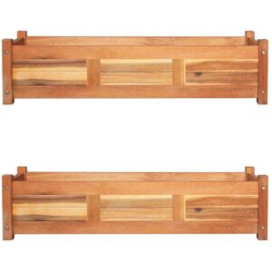 Bonnevie - 2 pcs Garden Raised Bed,Planter,Plant pot,Flower boxs Acacia Wood 100x30x25 cm VSVS688133