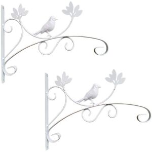 Linghhang - 2 Pcs White Bird Shape Plant Hanger Hook Metal Hanging Basket Brackets for Garden Balcony