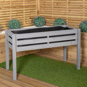Samuel Alexander - 75 x 123cm Large Raised Grey Wooden Garden Bed Planter with Slatted Base