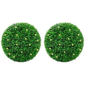 Vidaxl - Artificial Boxwood Balls with led Lights 2 pcs Green 55 cm