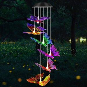 Longziming - Color Changing Spiral Solar Powered led Chime for Garden Romantic Outdoor Decor for Patio, Yard with Butterfly Hook