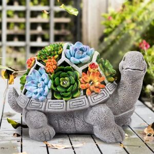 TINOR Decorative Outdoor Ornaments Turtle Garden Statues with 7 led Lights Solar Powered Statue Art Figurines for Patio Yard Lawn Garden Gift