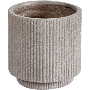 Beliani - Flower Planter Fibre Clay Garden Plant Pot 24 x 24 x 24 cm Outdoor Garden Drainage Hole Taupe Daria