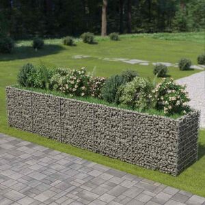 BONNEVIE Gabion Raised Bed,Planter,Plant pot,Flower box Galvanised Steel 450x90x100 cm CFW52031
