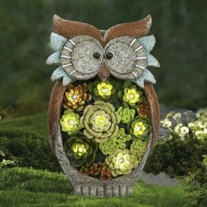 DEWDAT Garden Ornament Owl Figurine, Solar Powered Outdoor Lights, Waterproof Resin Garden Statue for Yard Lawn Decoration Gift