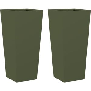 Vidaxl - Garden Planters Olive Green 2 pcs 35x35x75 cm Steel