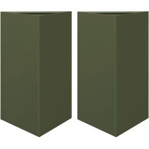 Vidaxl - Garden Planters 2 pcs Olive Green Triangular 50x43x75 cm Steel