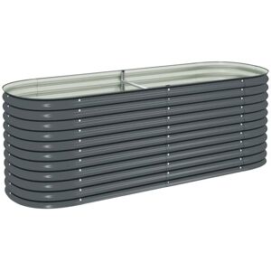 BONNEVIE Garden Raised Bed,Planter,Plant pot,Flower box 240x80x81 cm Galvanised Steel Grey CFW70708