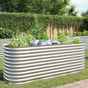 BONNEVIE Garden Raised Bed,Planter,Plant pot,Flower box 240x80x81 cm Galvanised Steel Silver VSVS185339