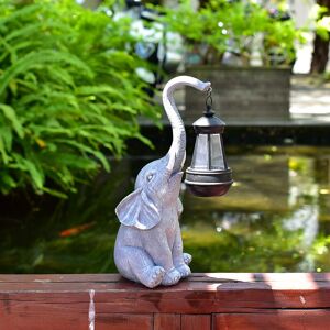 Linghhang - Grey) Elephant Decorative Statue for Outdoor Garden with Solar Light - Elephant Decor for Living Room, Gift for Women Men Mom Birthday,