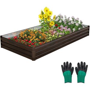 Costway - Metal Raised Garden Bed Rectangular Elevated Flower Herbs Planter Box Open Base