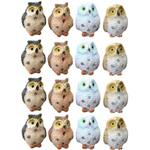 TLILY Miniature Resin Night Owls Figurine Fairy Garden Mini Animal Statue Toy for Micro-Landscape Pots Moss Terrarium Decor