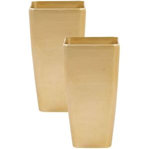 Beliani - Modern Tall Set of 2 Flower Pot Outdoor Indoor Planter Stone Gold Modi