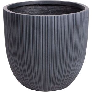 Beliani - Outdoor Indoor Flower Pot Graphite Grey Pinstriped Round MgO 42x42x39 cm Fraxinus