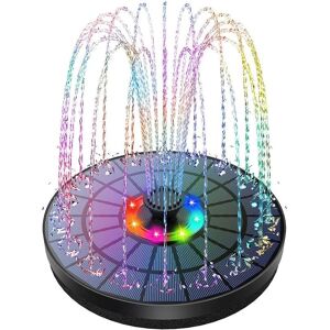 CYSLMUK Outdoor Solar LED Fountain, 3W Floating Pond Pump with Battery, Colorful LED Lights and 7 Nozzles for Outdoor Garden