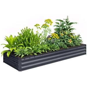 Outsunny - Galvanised Raised Garden Bed Metal Planter Box with Open Bottom Grey