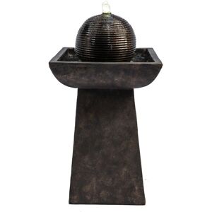 TEAMSON HOME Garden Water Feature & Lights, Outdoor Sphere Orb Modern Water Fountain, Indoor Pedestal Cascading Waterfall Ornament & Pump, Patio Decor - Teamson
