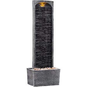Garden Outdoor Water Feature, Large Straight Tall Water Fountain, Waterfall Design, With led Lights, Slate Effect, 34 x 22 x 98 (cm) - Teamson Home