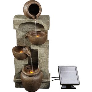 Teamson Home Garden Outdoor Water Feature, Solar Powered Water Fountain, 4-Tier Cascading Bowl Design, With LED Lights, 31 x 26.2 x 72.4 (cm)