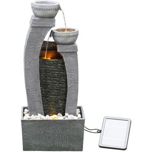 Garden Outdoor Water Feature, Solar Powered Water Fountain, Cascading Waterfall Design, With led Lights, 34 x 22.9 x 76.2 (cm) - Teamson Home