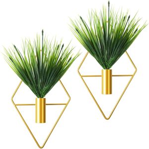 MEMKEY Piece Hanging Planters Metal Geometric Wall Vase with Artificial Plant Modern Hanging Plant Holder Geometric Hanging Pot for Decoration (Gold,