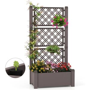 Costway - Raised Garden Bed Self-Watering Standing Planter Box-Coffee