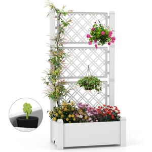 COSTWAY Raised Garden Bed Self-Watering Standing Planter Box-White