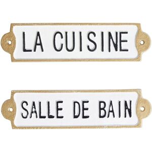 Beliani - Rectangular Set of 2 Metal Wall Decor Door Plates Plaques Vintage Accent White Isere