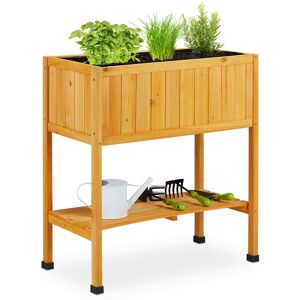 Relaxdays - Raised Wooden Planter, Flower Bed on Legs, hwd 80.5 x 74 x 38 cm, with Liner, Balcony & Patio, Garden, Orange