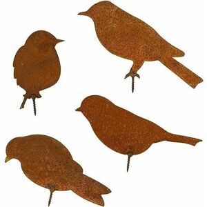 Mumu - Rusty Metal Bird Silhouettes, Patinated Birds with Screws, Rusty Bird Decoration, for Garden Fence, Tree Branch Decoration (Rusty Decoration)
