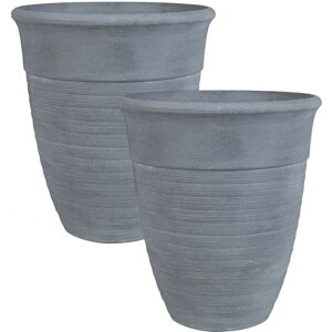 Beliani - Set of 2 Plant Pots Grey Modern Indoor Outdoor Stone Mixture ø 50 cm Katalima